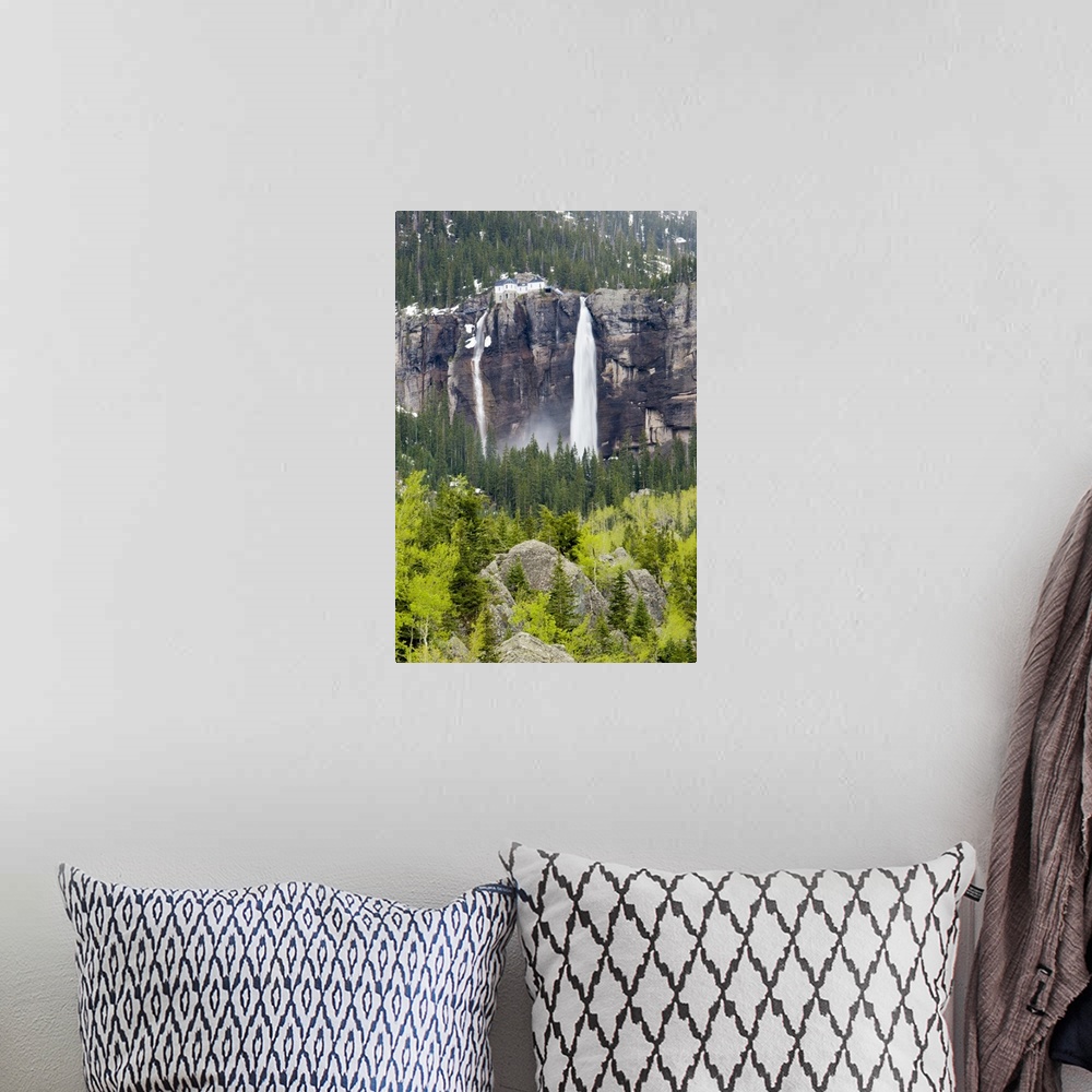 A bohemian room featuring Bridal Veil Falls, Mount Sneffels Wilderness, Telluride, Colorado.