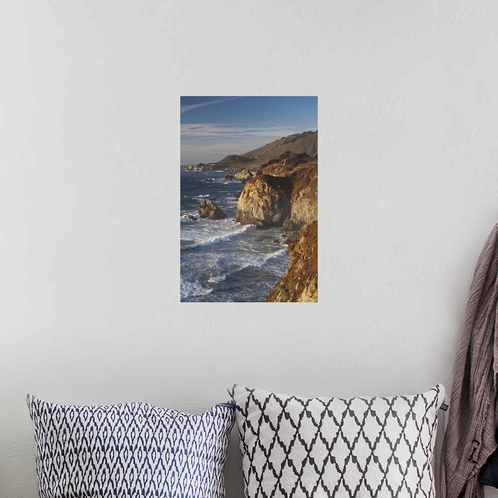 A bohemian room featuring USA, California, Central Coast, Big Sur Area, coastal view by Castle Rock, sunset