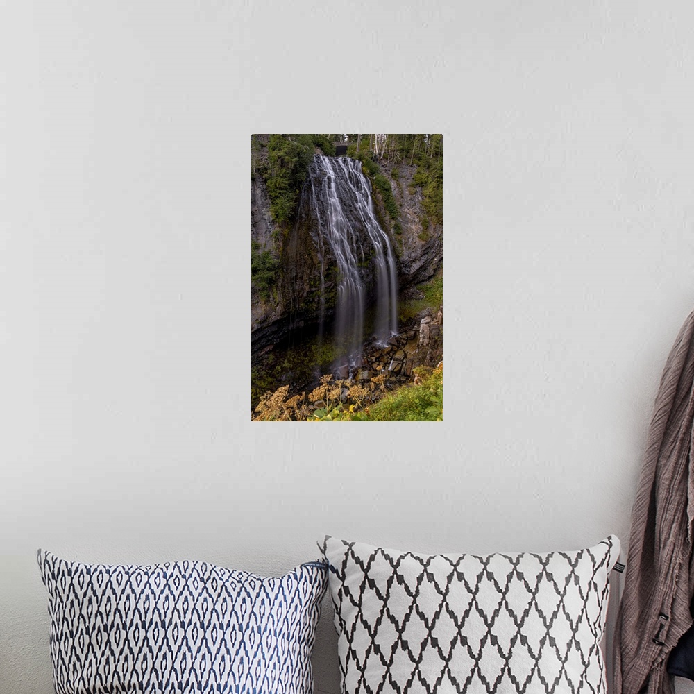 A bohemian room featuring Narada Falls in Mount Rainier National Park, Washington State, USA.