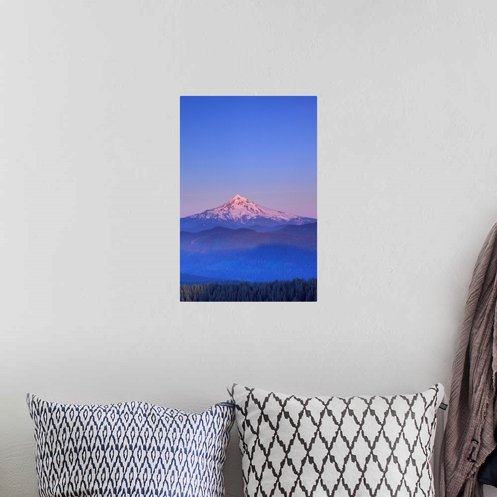 A bohemian room featuring USA, Oregon, Columbia River Gorge National Scenic Area, Mount Hood.as seen from Larch Mountain