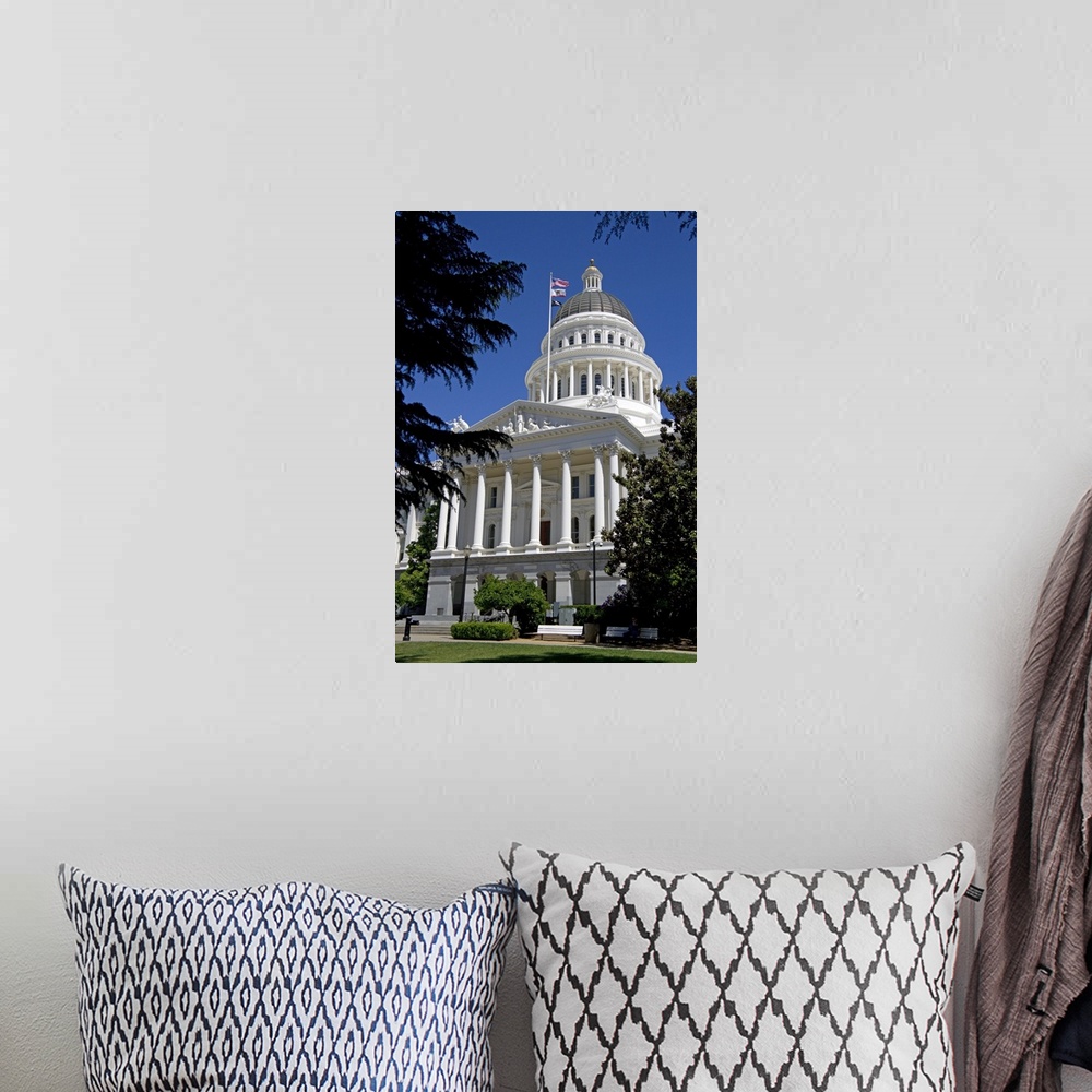 A bohemian room featuring The California State Capitol building in Sacramento, California, USA.