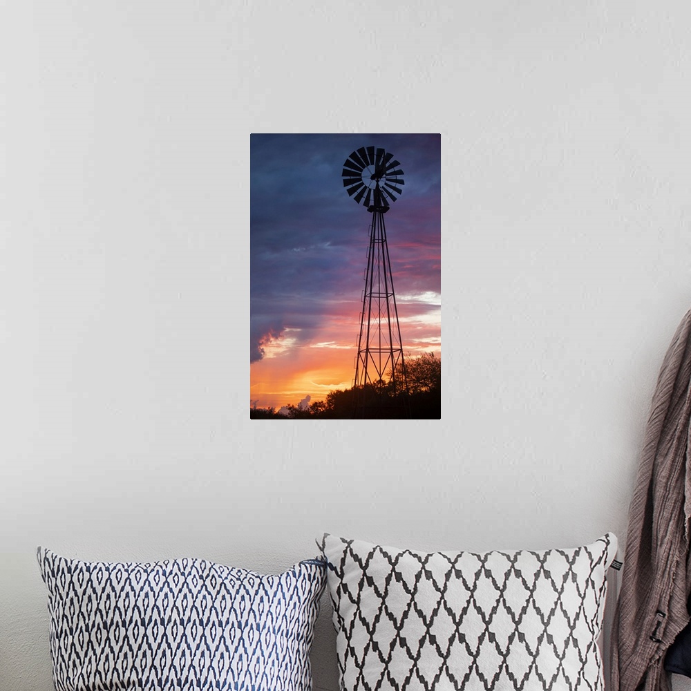 A bohemian room featuring Windmill at sunrise.