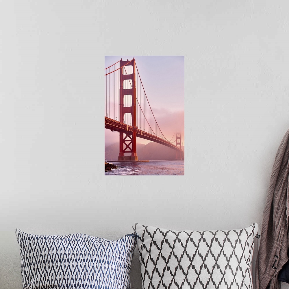 A bohemian room featuring Golden Gate Bridge View From Fort Point At Sunrise, San Francisco, California