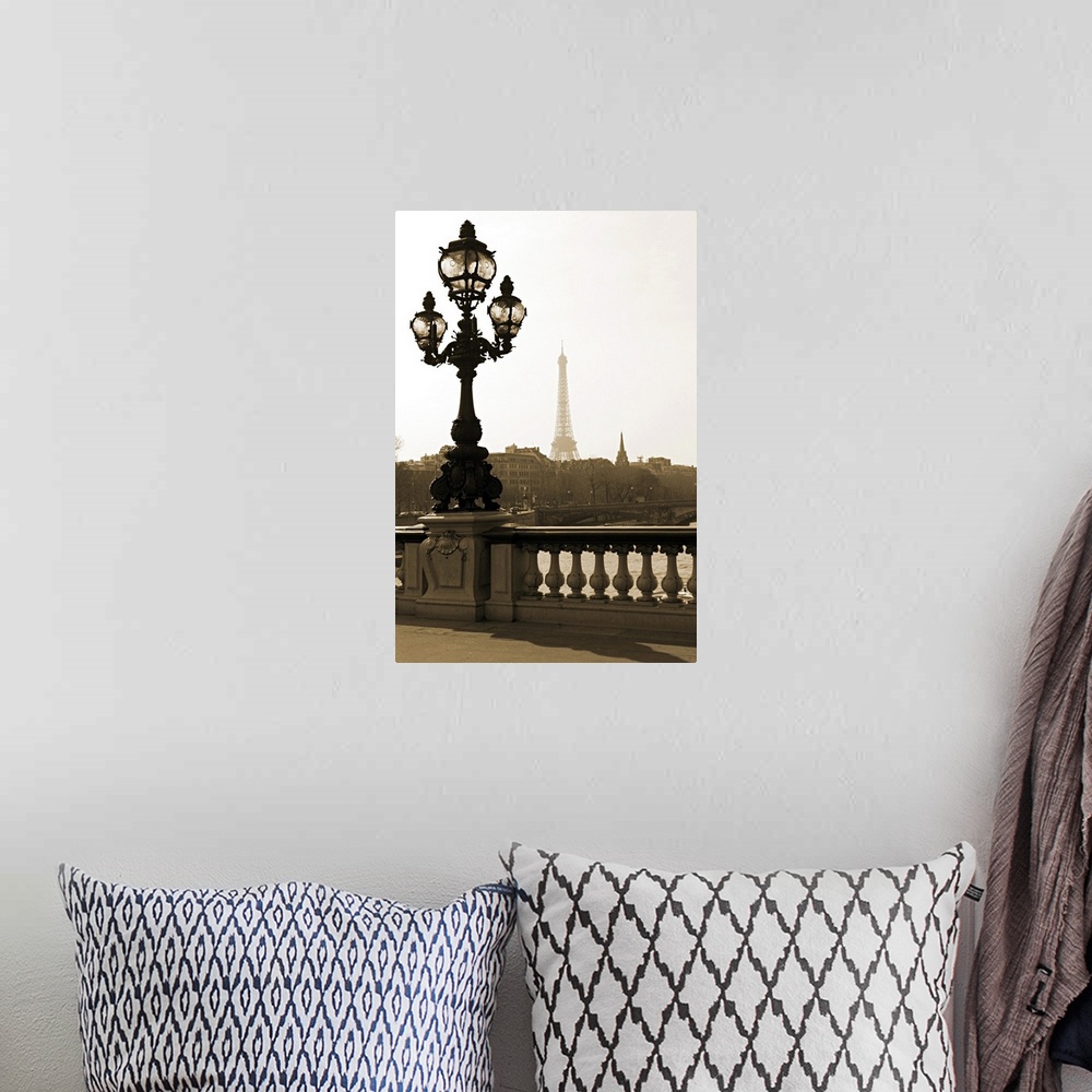 A bohemian room featuring Lamppost on the bridge of Alexandre III in Paris, France.