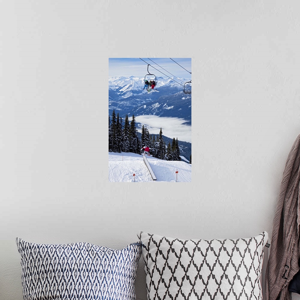A bohemian room featuring Canada, British Columbia, Skiiing in the 7th Heaven Express slope