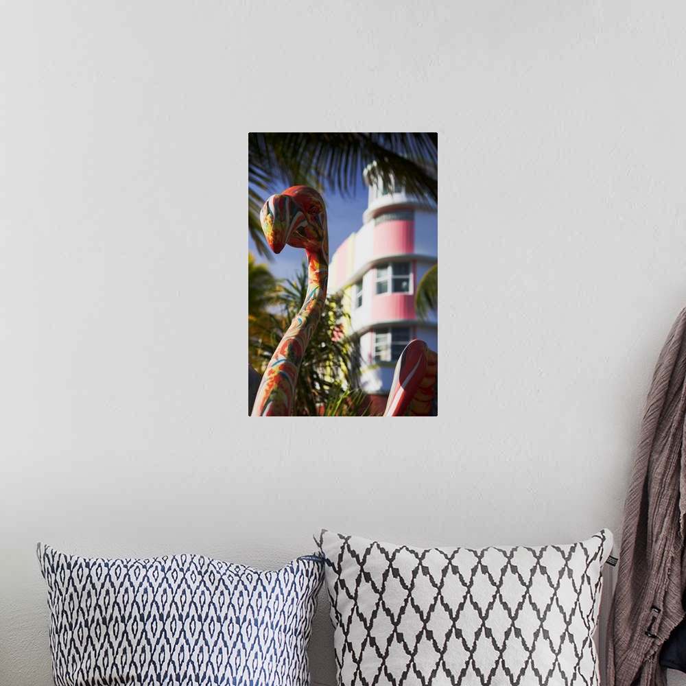 A bohemian room featuring Florida, Miami Beach, Flamingo statue on Ocean Drive