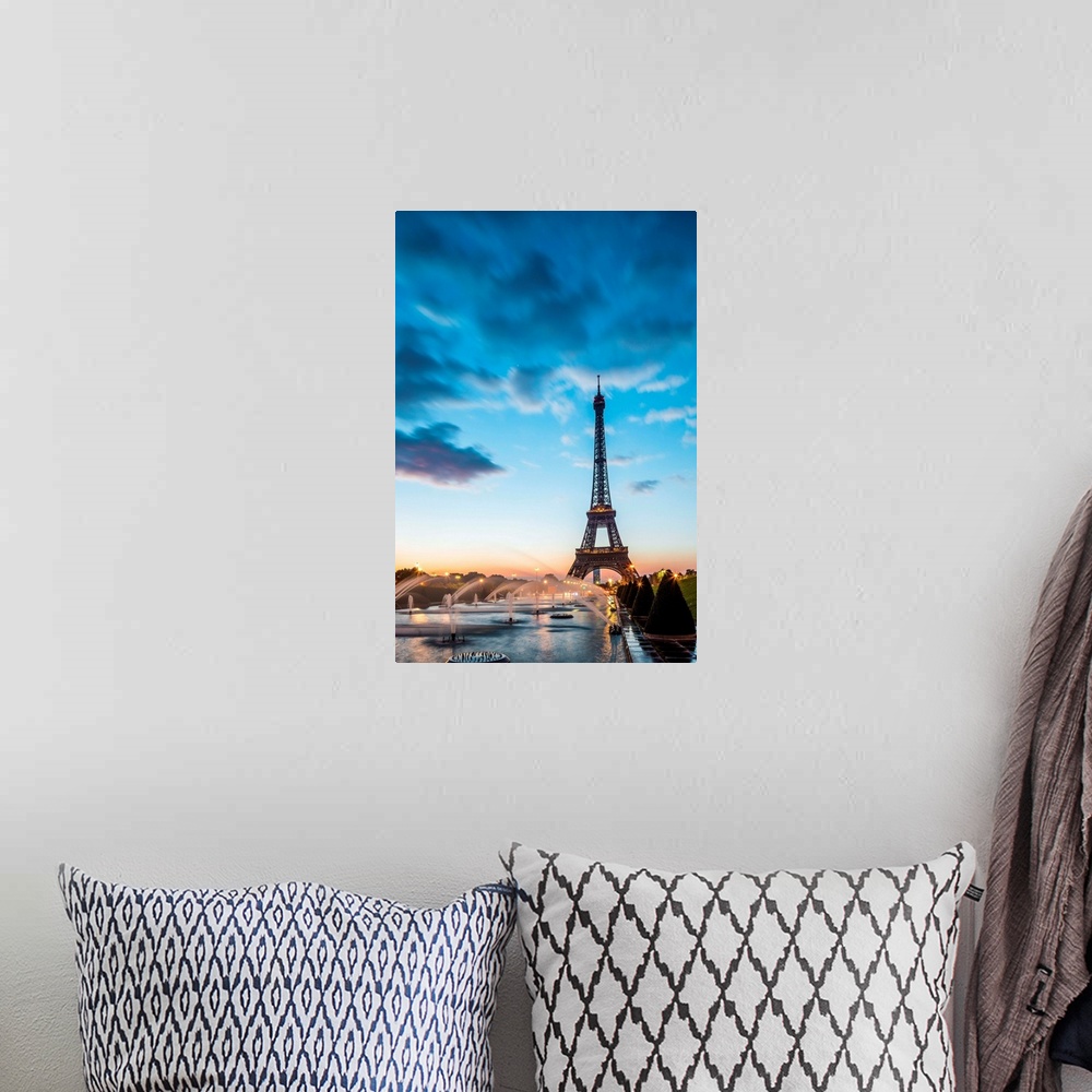 A bohemian room featuring France, Ile-de-France, Ville de Paris, Paris, Invalides, Trocadero Fountains, The Eiffel Tower at...