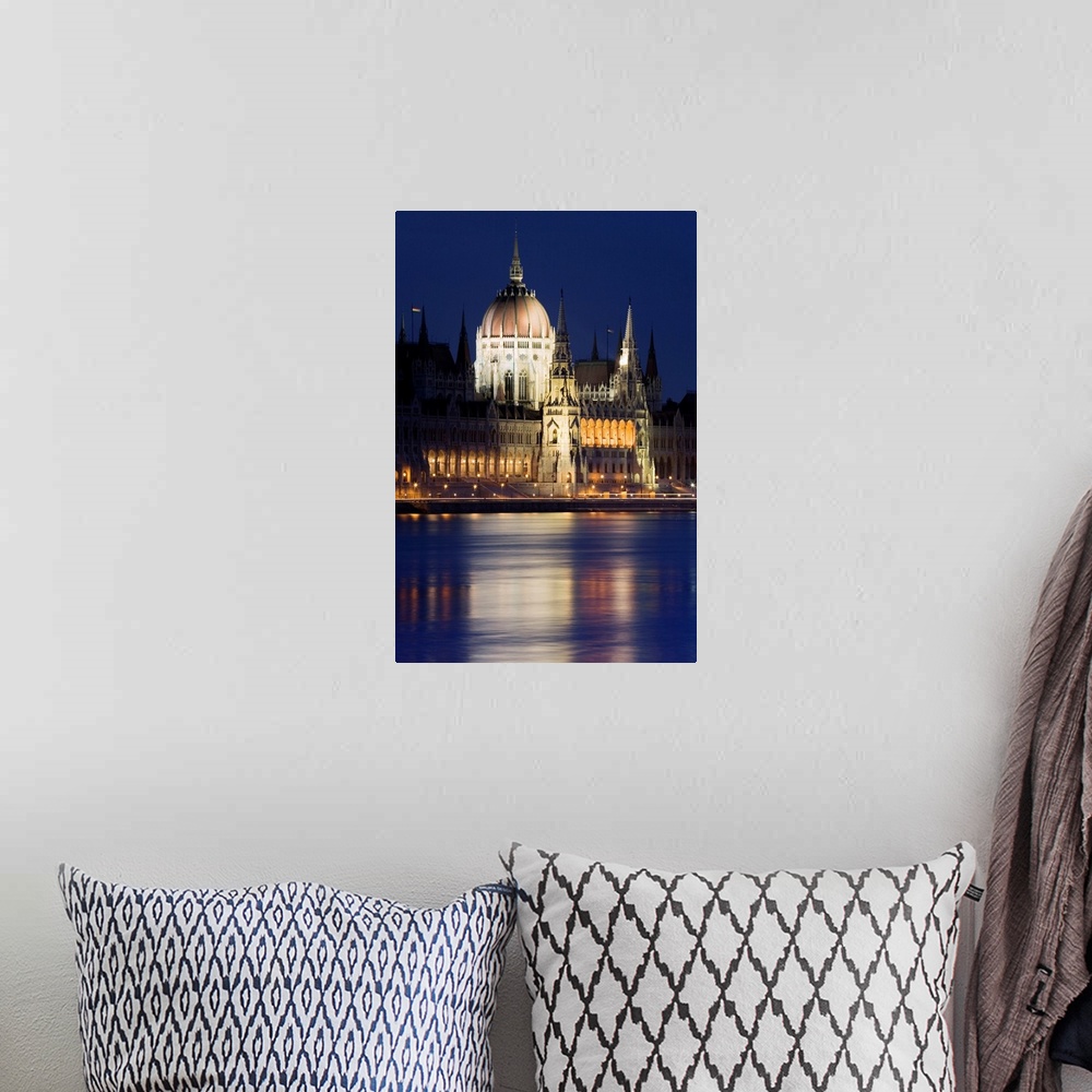A bohemian room featuring Hungary, Budapest, Danube, Donau, Parliament on the Pest Embankment