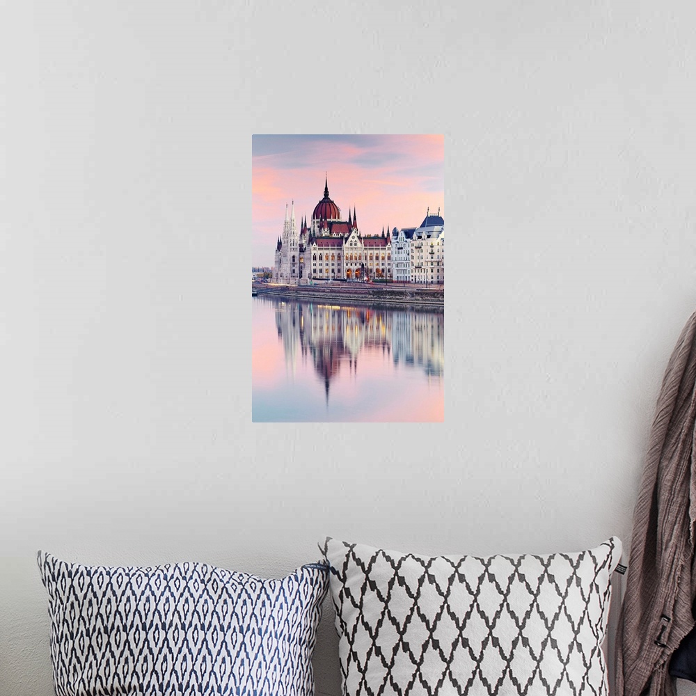 A bohemian room featuring Hungary, Budapest, The Danube river and the Parliament building.