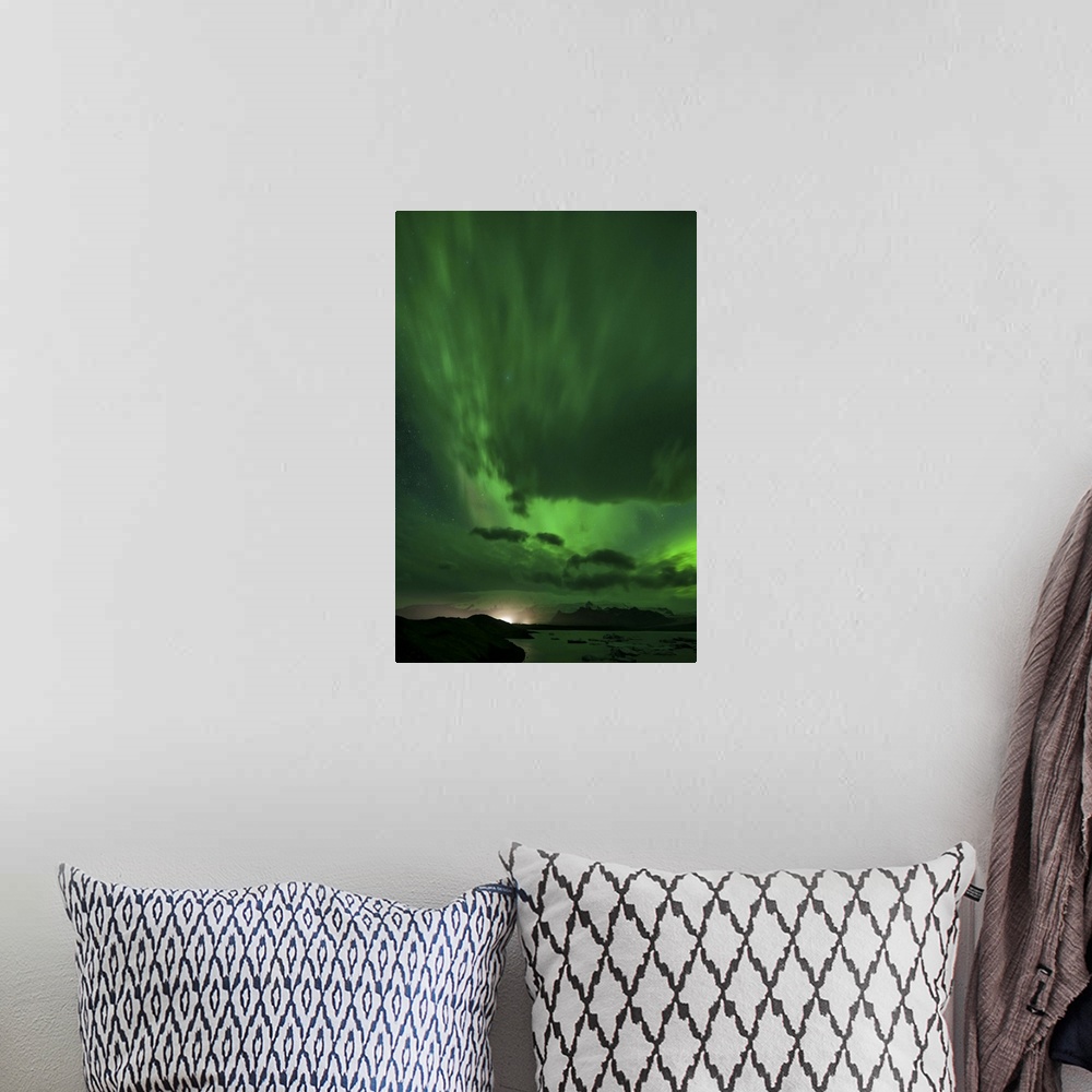 A bohemian room featuring Iceland, South Iceland, Jokulsarlon, Northern Lights.