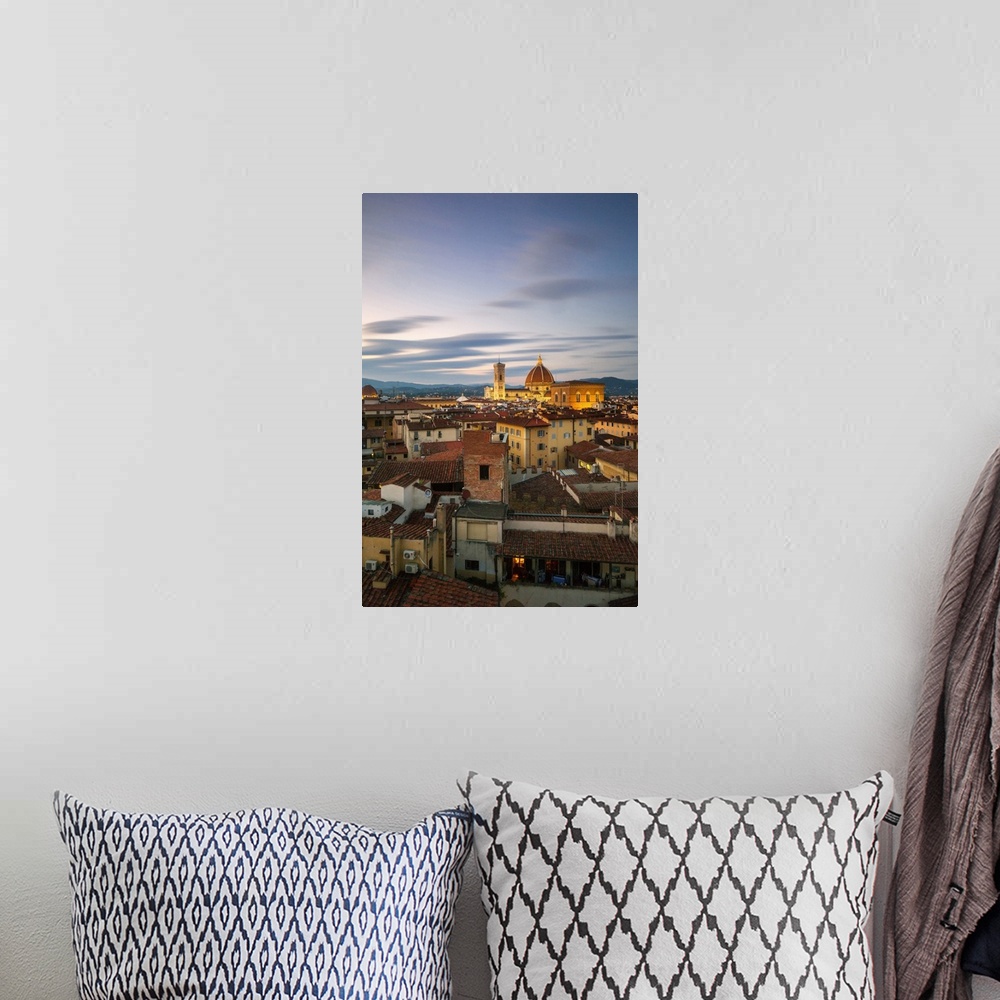 A bohemian room featuring Italy, Tuscany, Firenze district, Florence, Duomo Santa Maria del Fiore, Duomo and Giotto's Bell ...