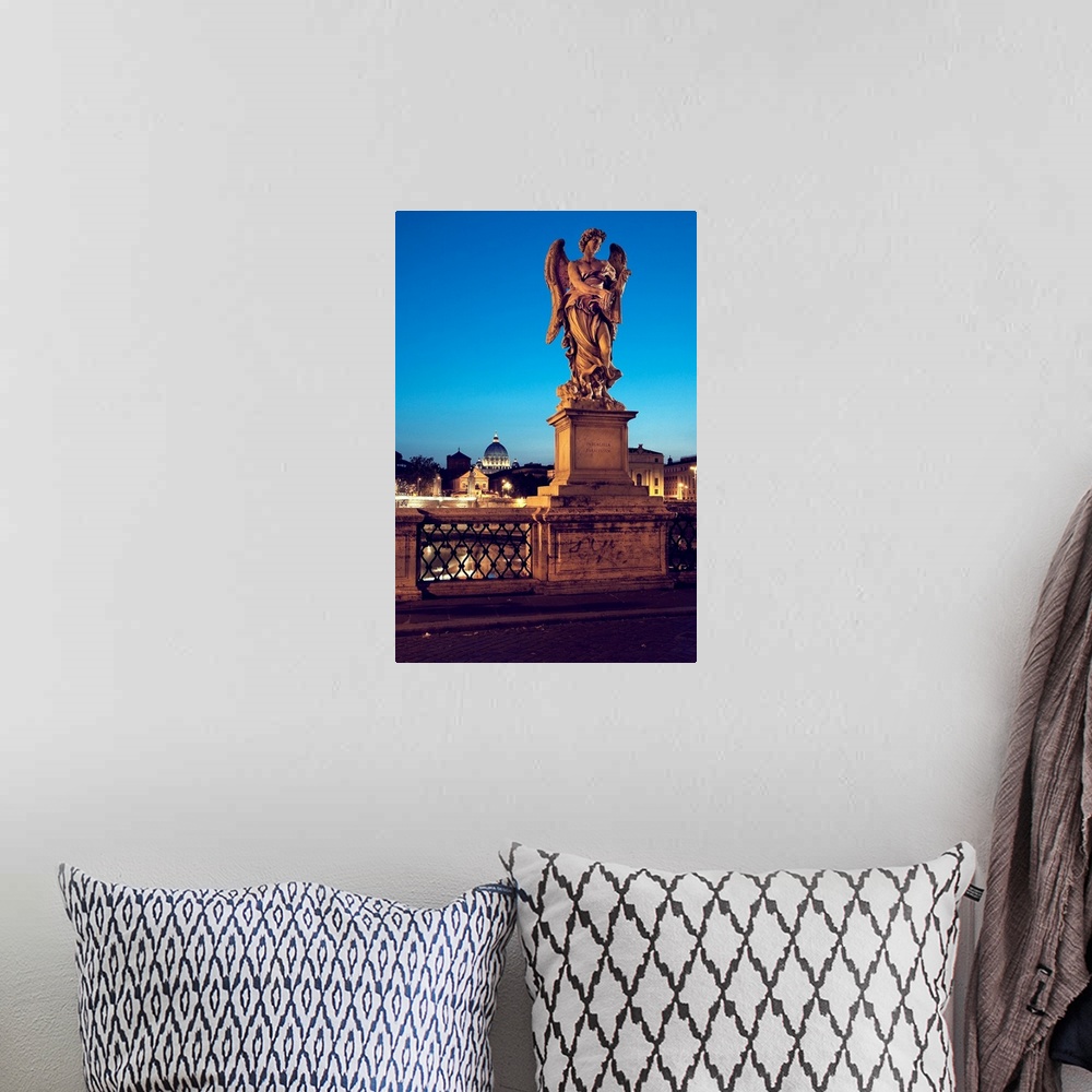 A bohemian room featuring Italy, Rome, Mausoleum of Hadrian, Angels statues over the bridge.