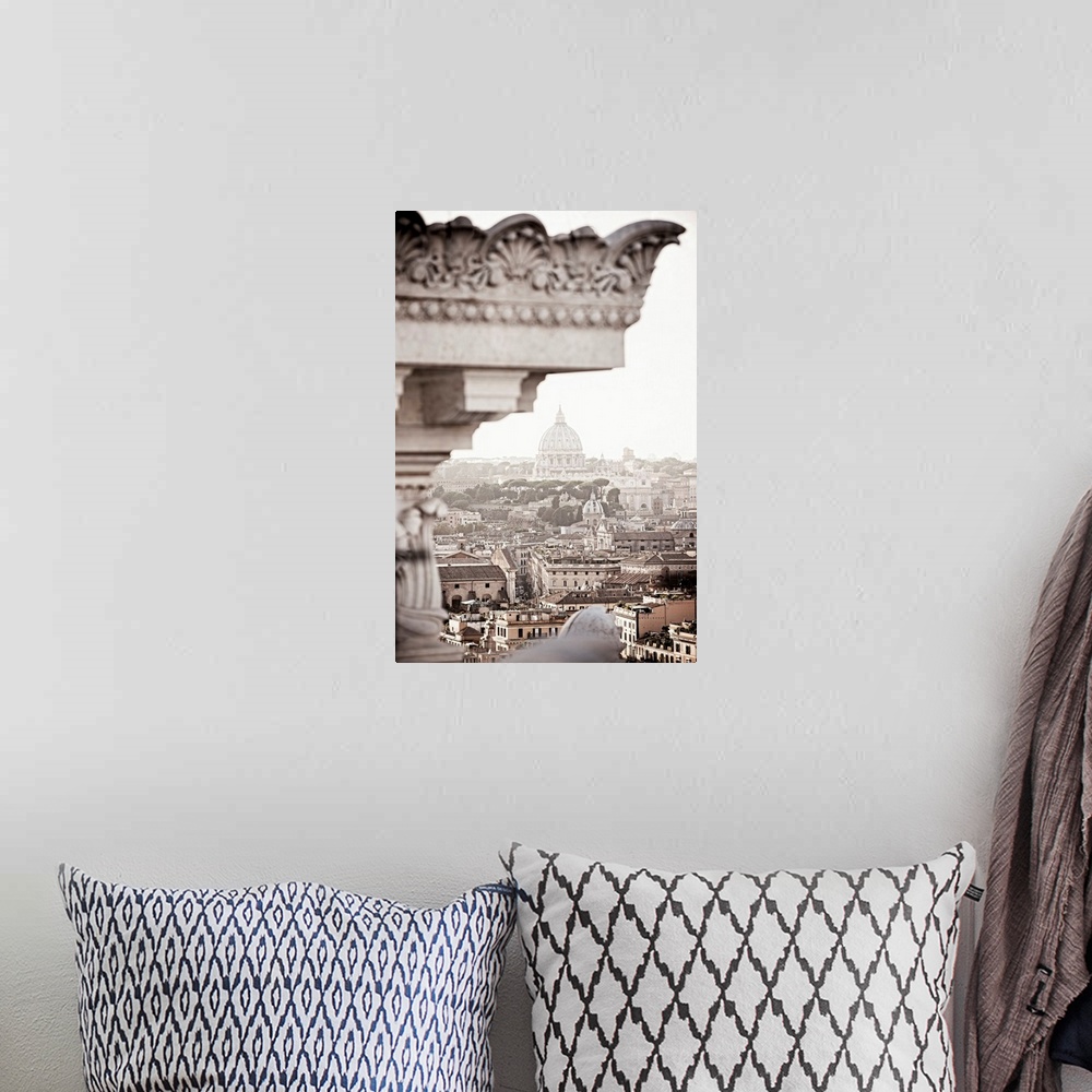 A bohemian room featuring Italy, Rome, St Peter's Basilica, Panoramic view of Rome with San Pietro (Saint Peter) dome.