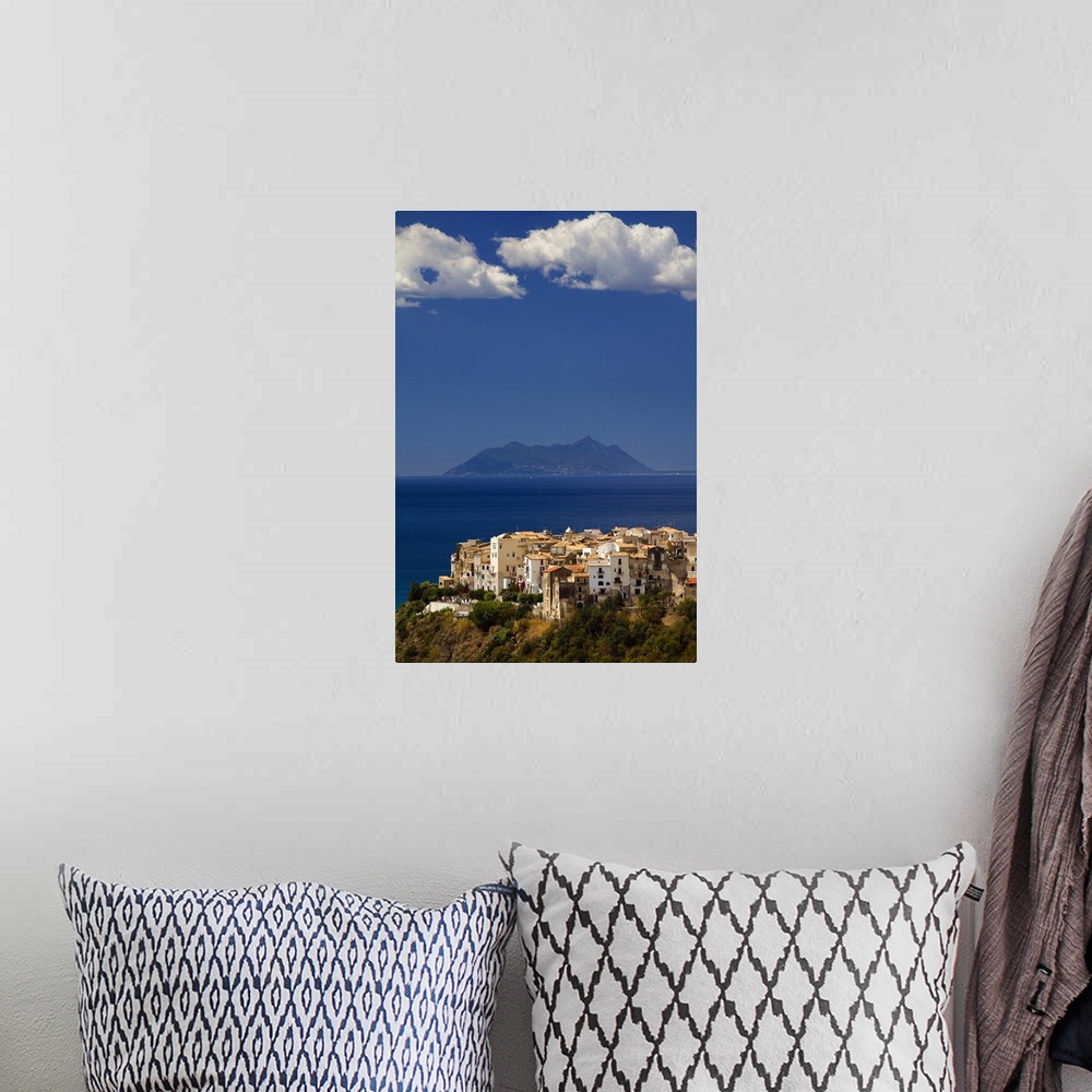 A bohemian room featuring Italy, Sperlonga, View of the town with Circeo Mount in the background