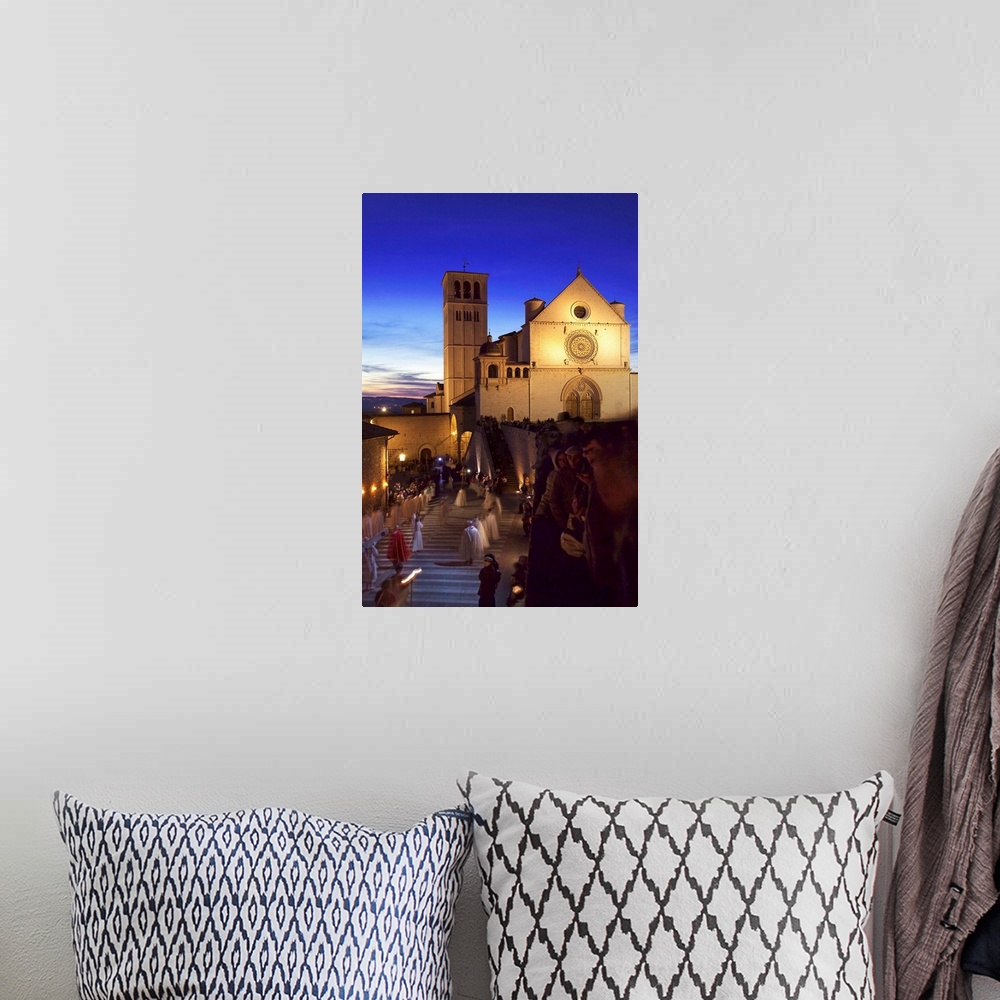 A bohemian room featuring Italy, Umbria, Assisi, Basilica of San Francesco, Good Friday procession