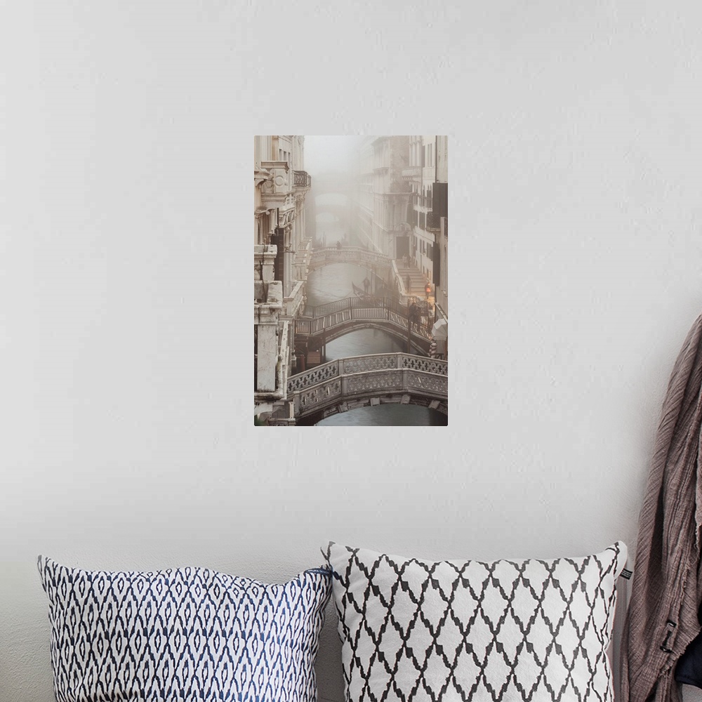 A bohemian room featuring Italy, Venice, Bridge of Sighs, Venice in the fog, view towards the Bridge of Sighs.