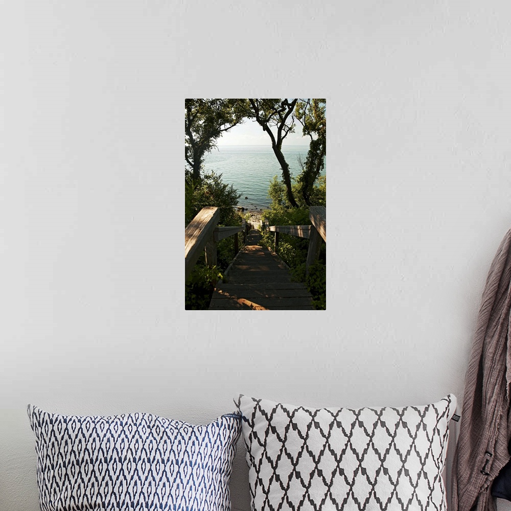 A bohemian room featuring New York, Long Island, path leading to view of Long Island Sound