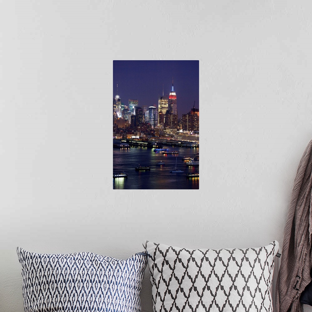A bohemian room featuring New York, New York City skyline, view from Weehawken New Jersey
