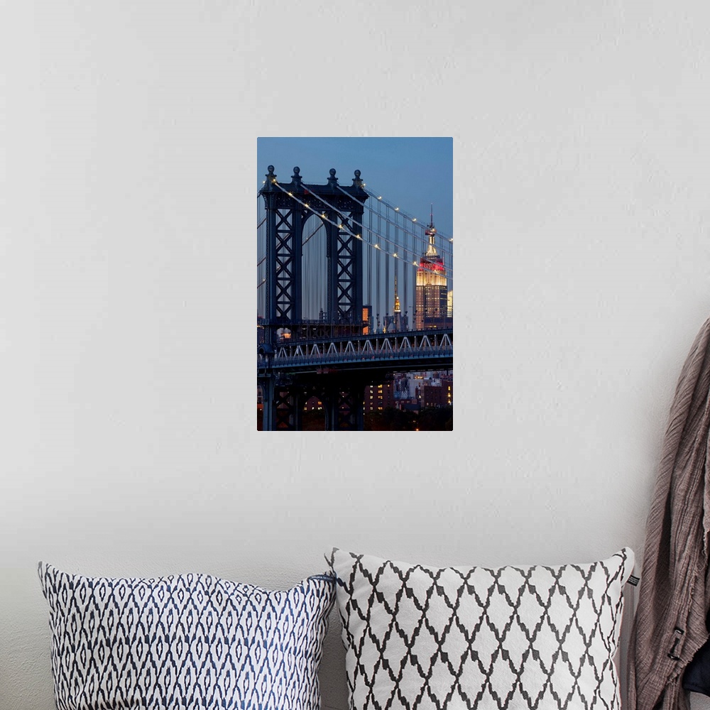 A bohemian room featuring USA, New York City, Manhattan, Lower Manhattan, Manhattan Bridge, Manhattan Bridge and Empire Sta...