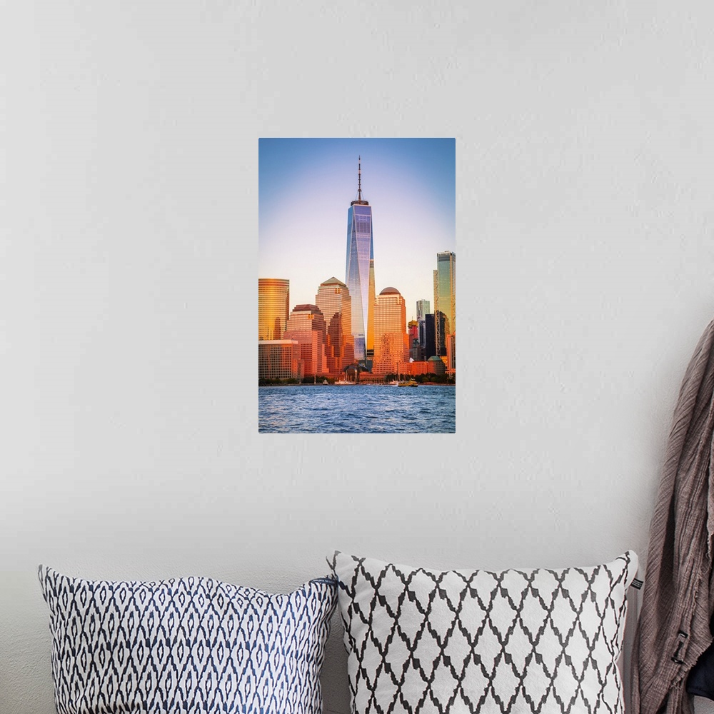 A bohemian room featuring USA, New York City, Manhattan, Lower Manhattan, One World Trade Center, Freedom Tower, View from ...