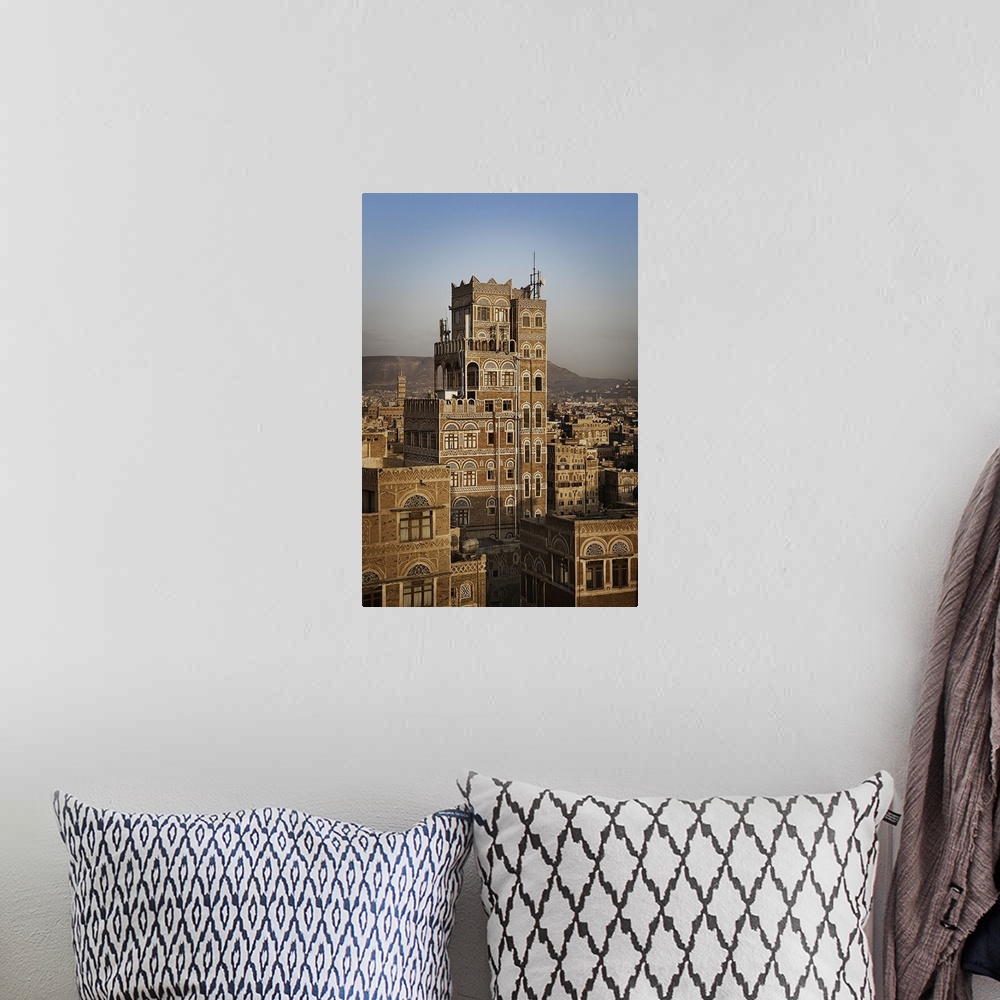 A bohemian room featuring Yemen, North Yemen, Sanaa, Tower House, typical Yemeni architecture