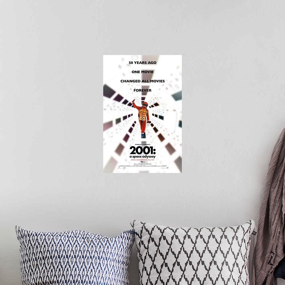 A bohemian room featuring 2001: A SPACE ODYSSEY, US poster for 2018 re-release, 1968.
