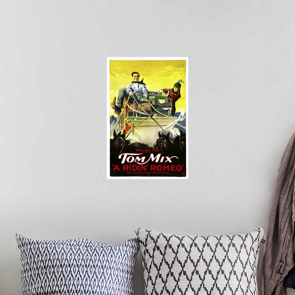 A bohemian room featuring A Ridin' Rodeo - Vintage Movie Poster