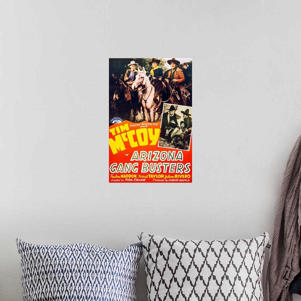 A bohemian room featuring Arizona Gang Busters, US Poster Art, Top Center And Left Inset: Tim Mccoy; Top Left And Right Ins...