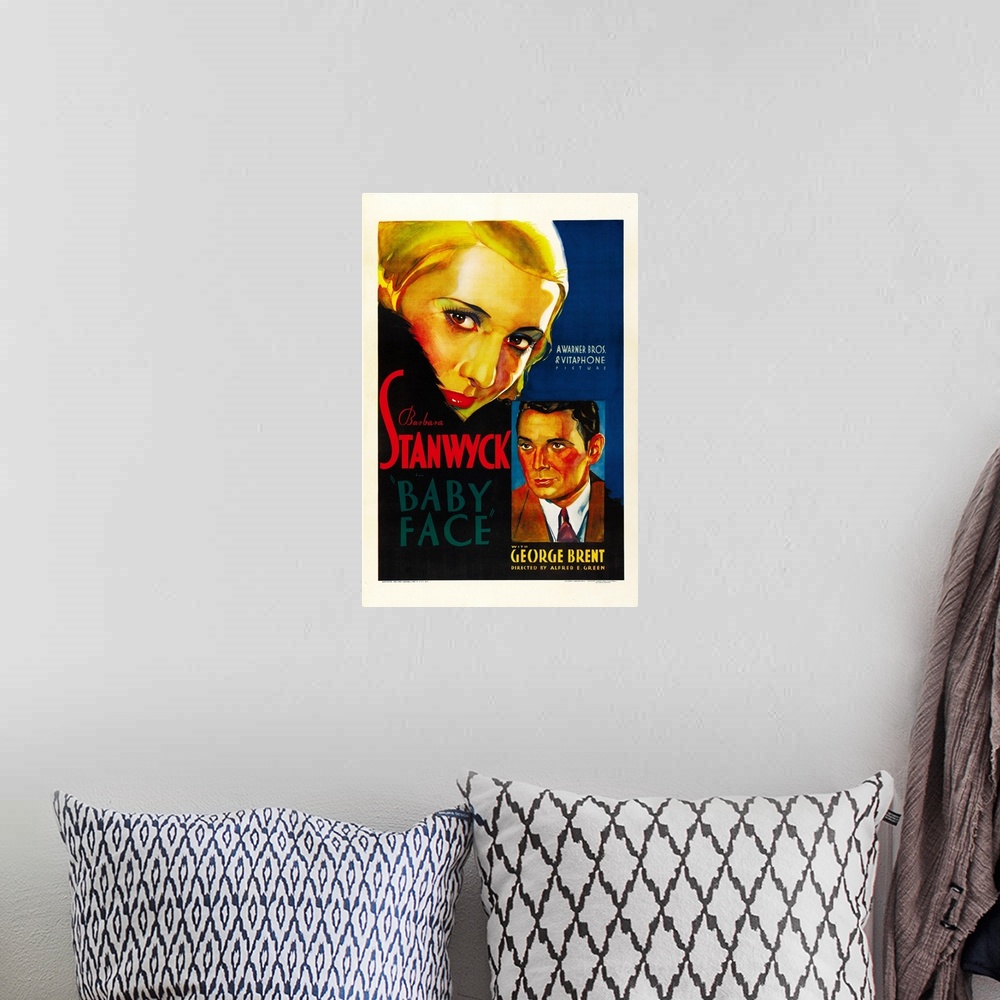 A bohemian room featuring Baby Face - Vintage Movie Poster