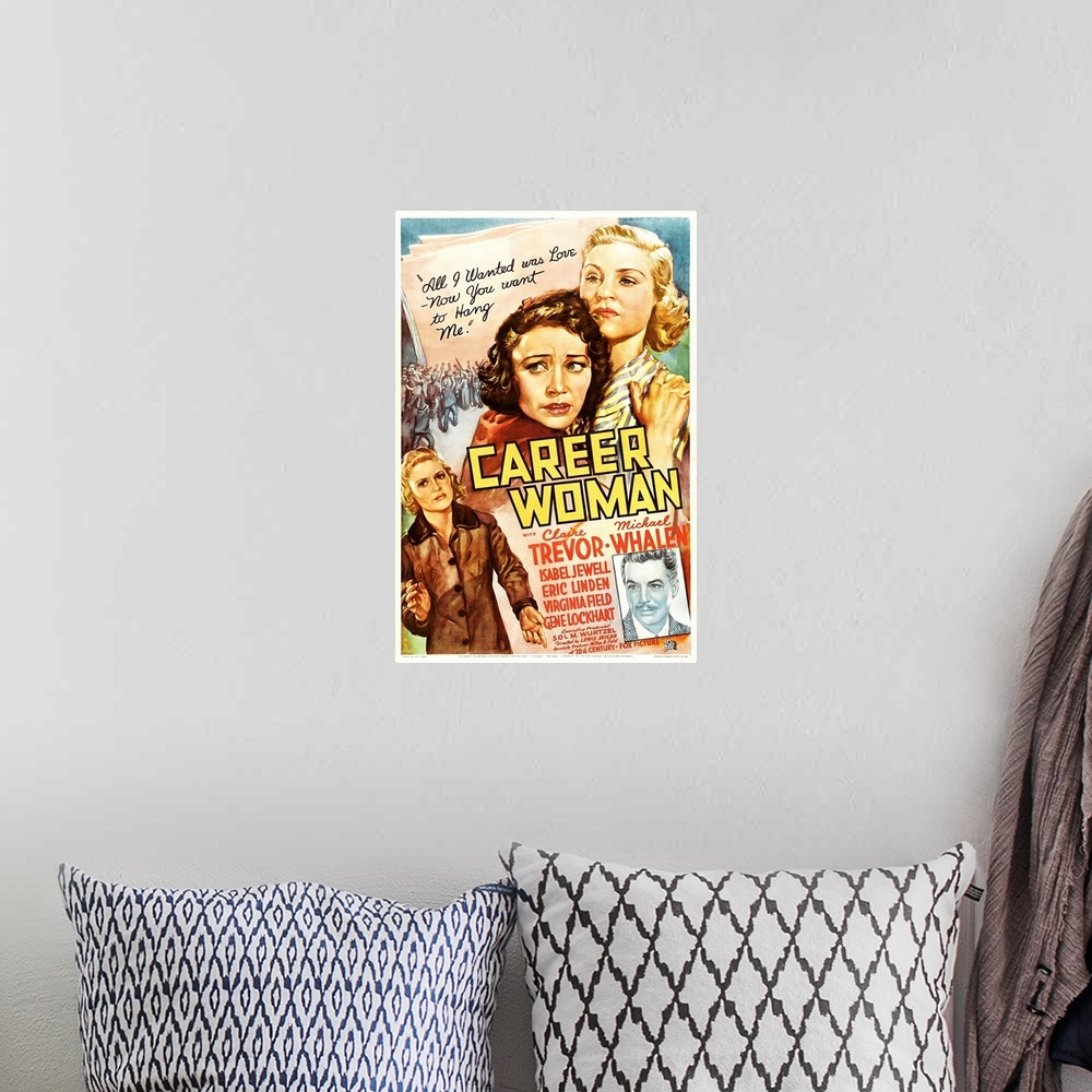 A bohemian room featuring Career Woman - Vintage Movie Poster
