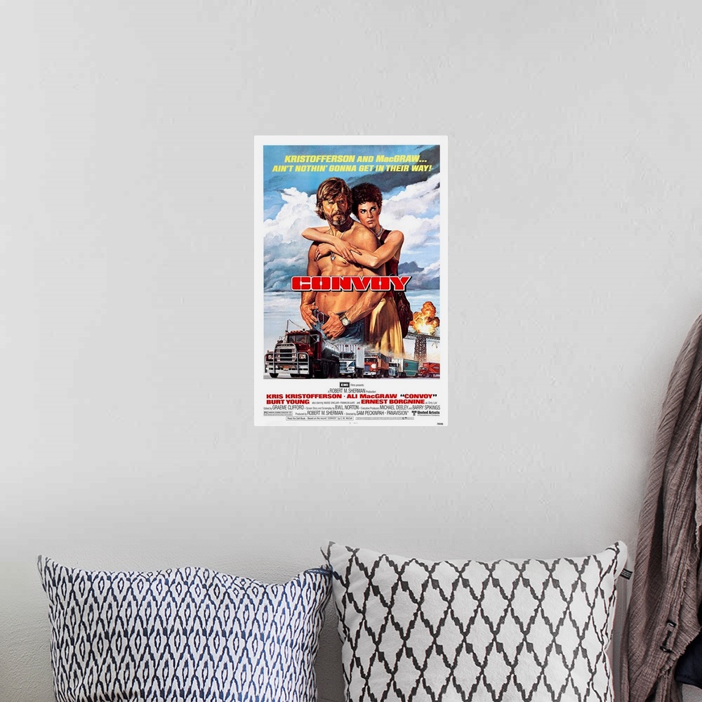 A bohemian room featuring Convoy - Vintage Movie Poster
