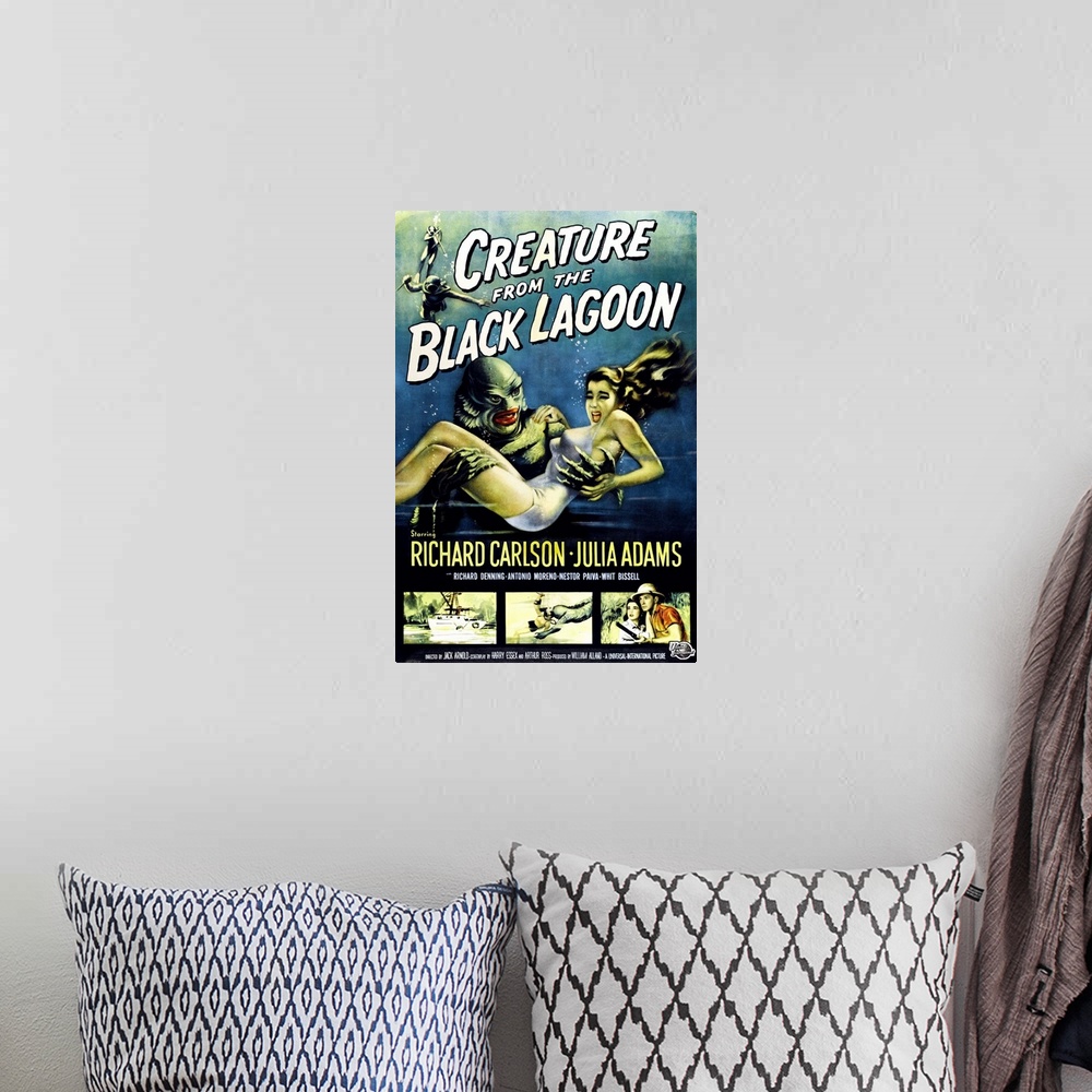 A bohemian room featuring Creature from the Black Lagoon - Vintage Movie Poster