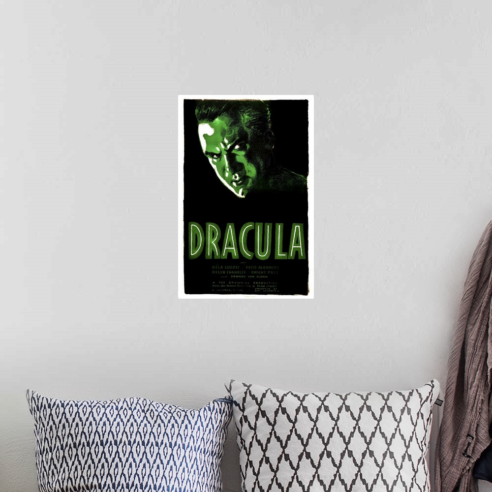 A bohemian room featuring Dracula - Vintage Movie Poster