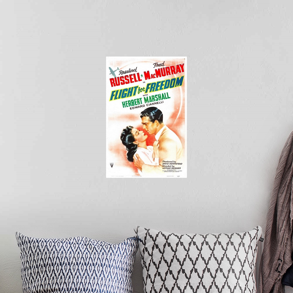 A bohemian room featuring Flight For Freedom - Vintage Movie Poster