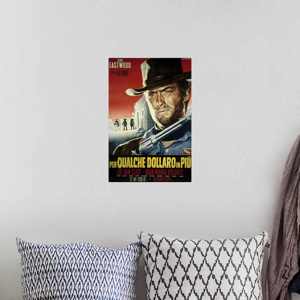 A bohemian room featuring For a Few Dollars More - Vintage Movie Poster (Italian)
