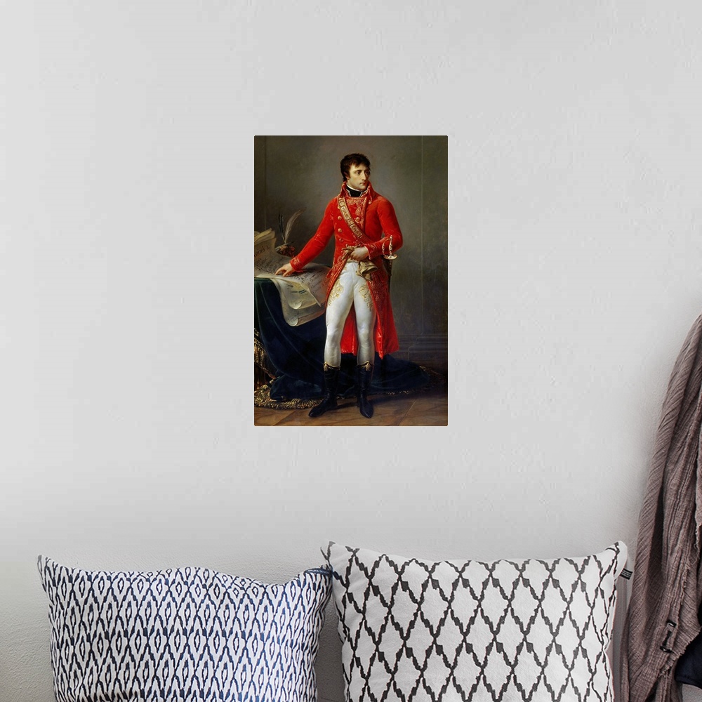 A bohemian room featuring Full length Portrait of Napoleon Bonaparte as First Consul, 1802, by Antoine Jean Gros, French Sc...