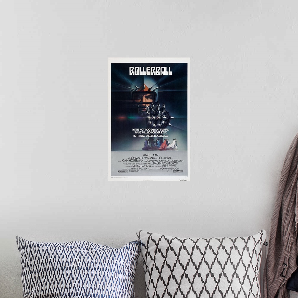 A bohemian room featuring Rollerball - Vintage Movie Poster