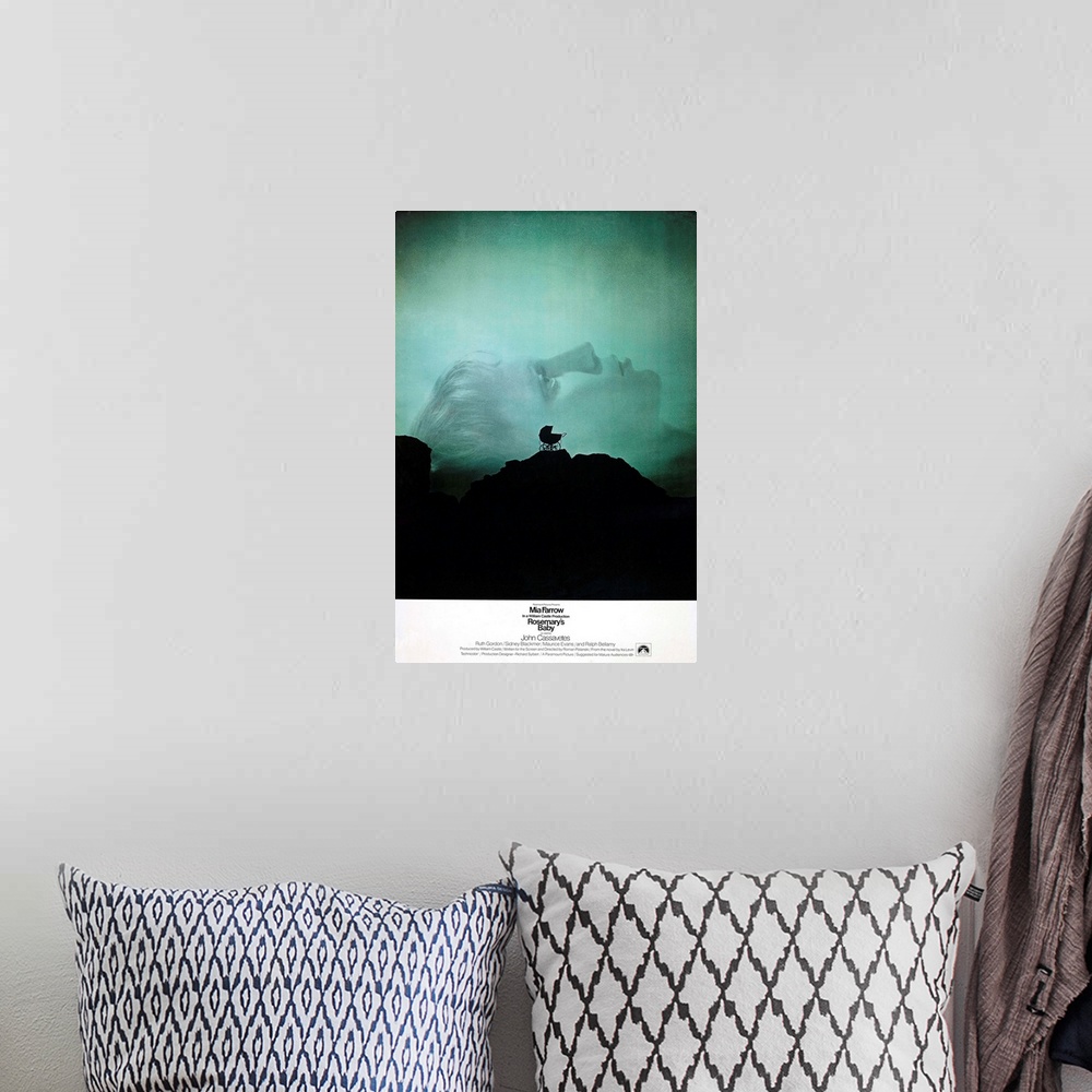 A bohemian room featuring Rosemary's Baby - Vintage Movie Poster