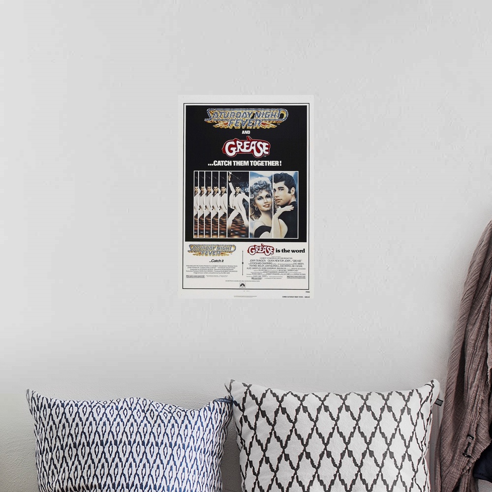 A bohemian room featuring Saturday Night Fever-Grease - Movie Poster