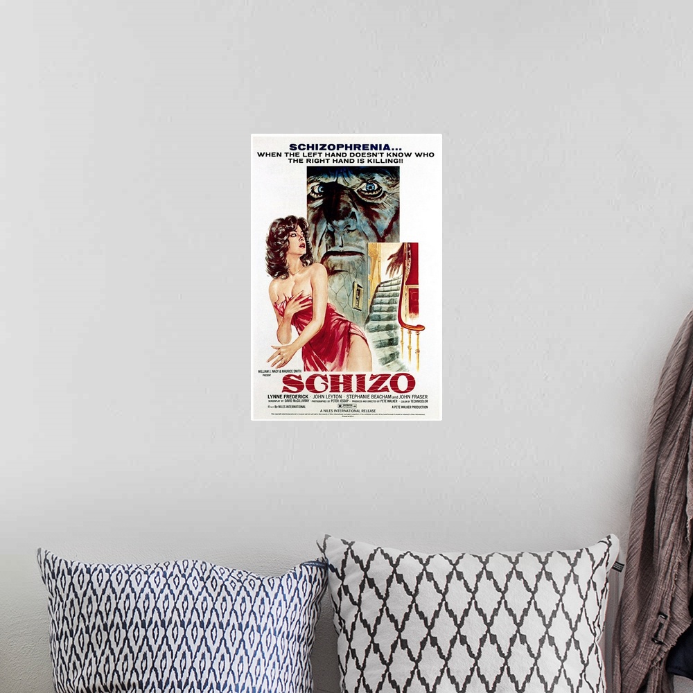 A bohemian room featuring Schizo - Vintage Movie Poster