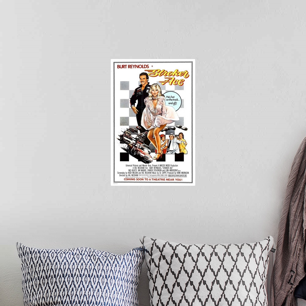 A bohemian room featuring Stroker Ace - Vintage Movie Poster