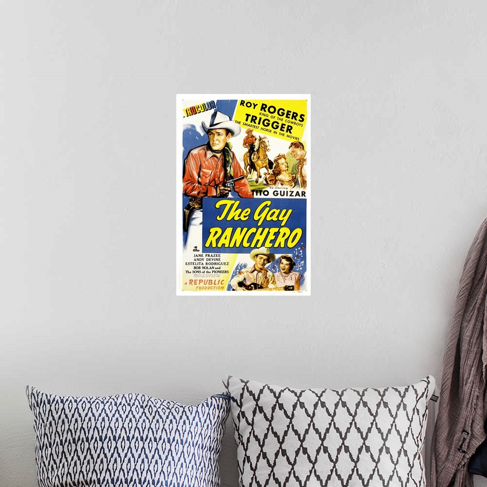 A bohemian room featuring The Gay Ranchero - Vintage Movie Poster