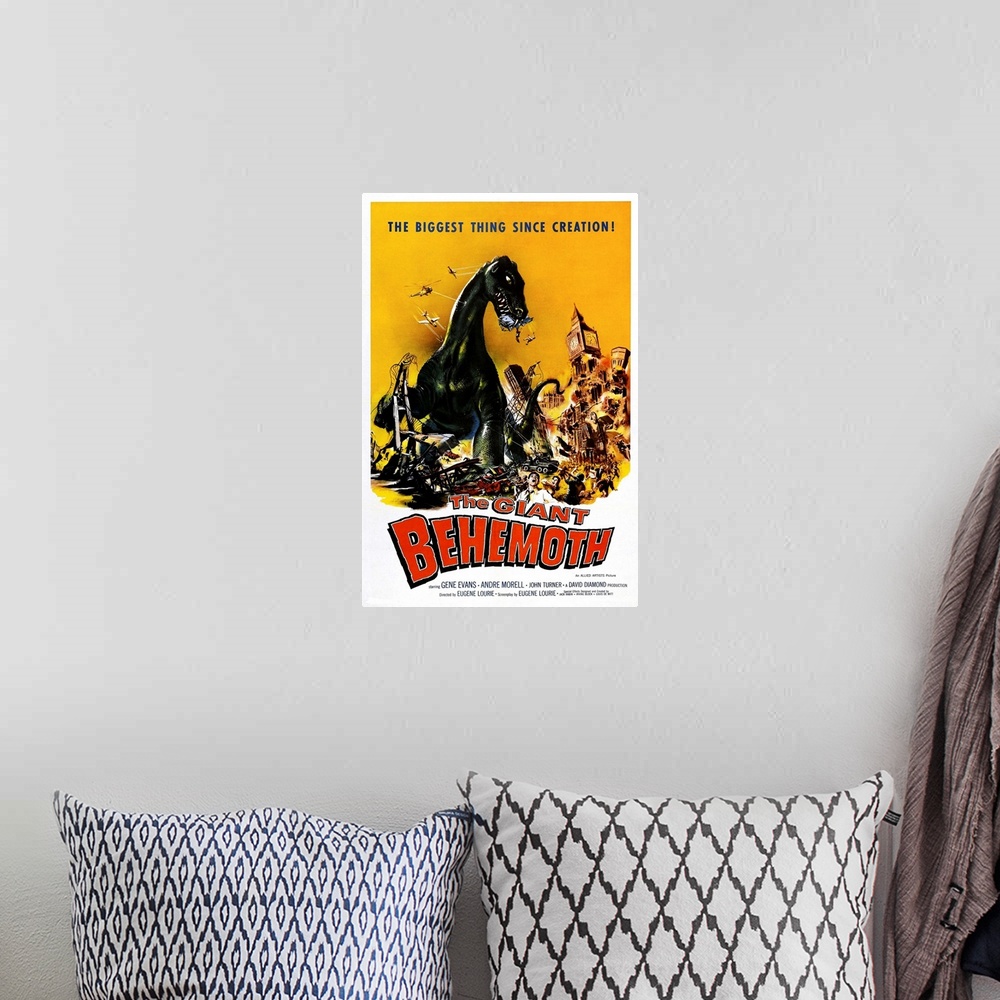 A bohemian room featuring The Giant Behemoth - Vintage Movie Poster