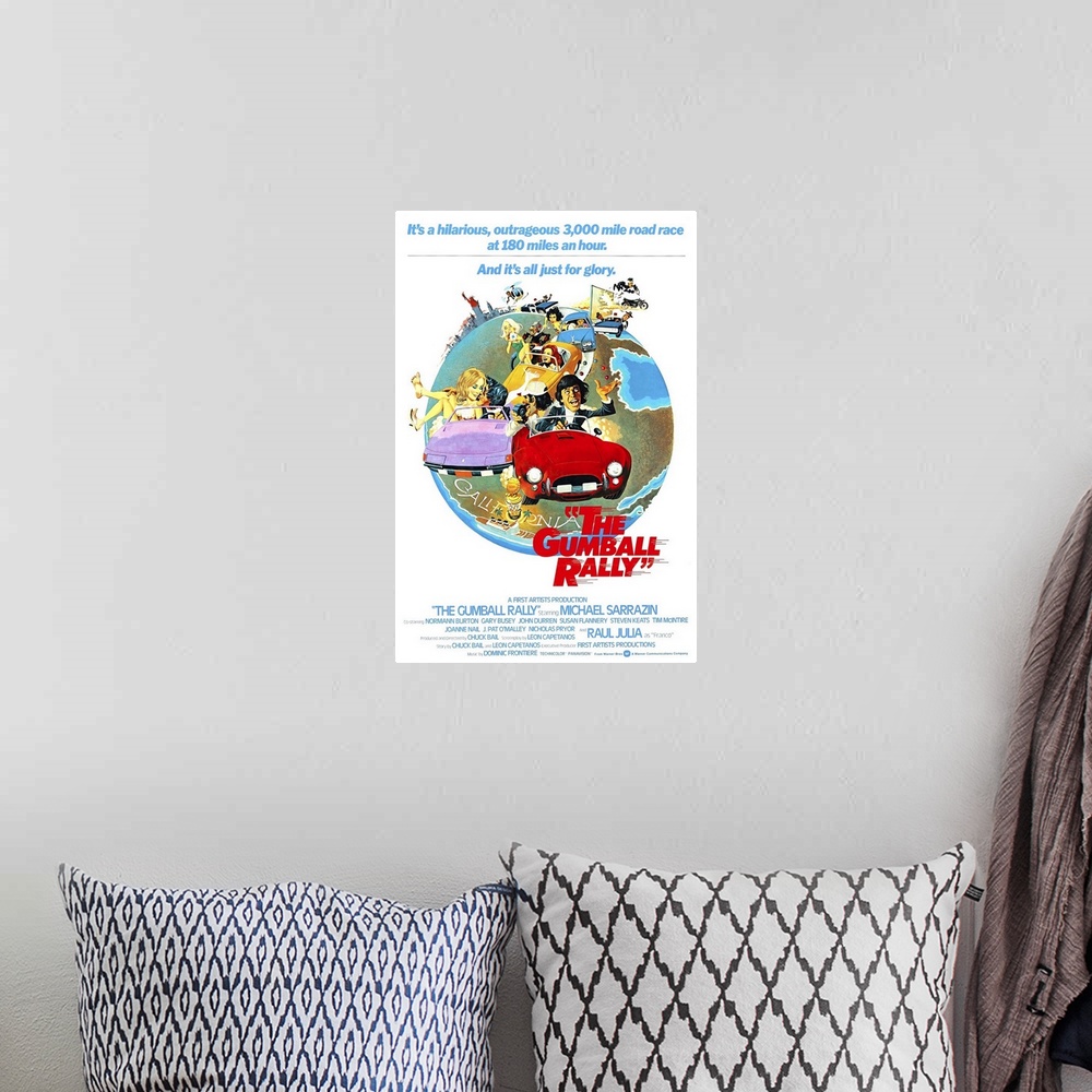 A bohemian room featuring The Gumball Rally - Movie Poster