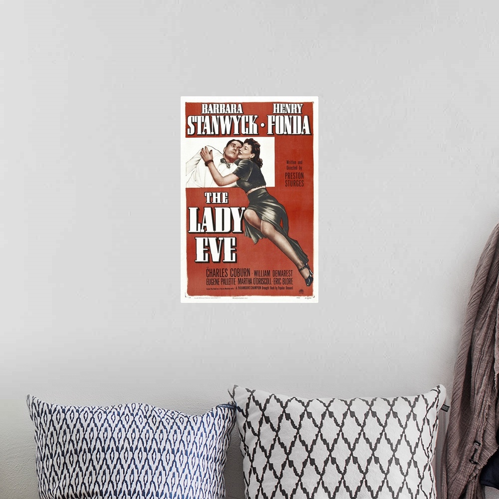 A bohemian room featuring The Lady Eve - Vintage Movie Poster