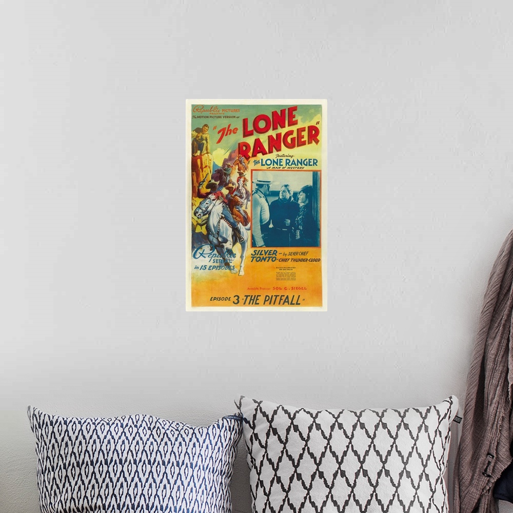 A bohemian room featuring The Lone Ranger - Vintage Movie Poster
