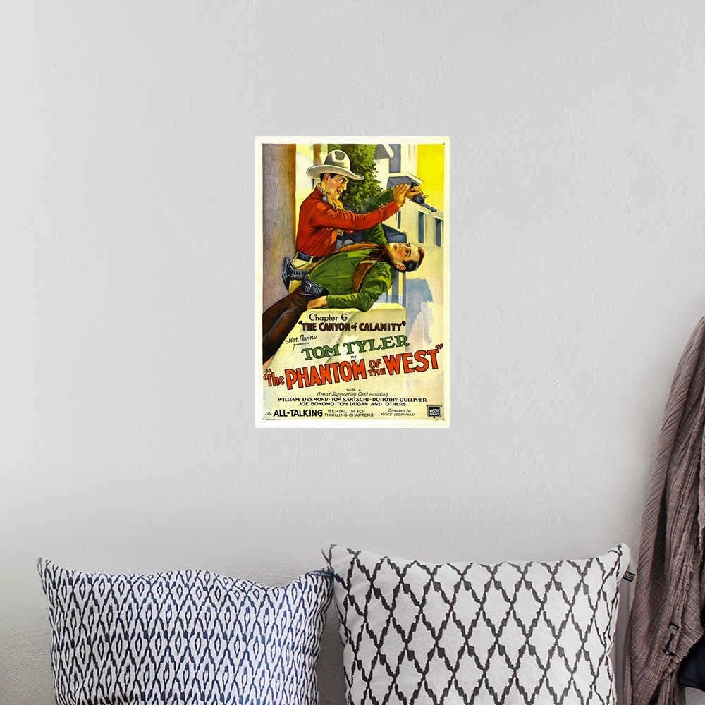 A bohemian room featuring The Phantom of the West, Chapter 6 - Vintage Movie Poster