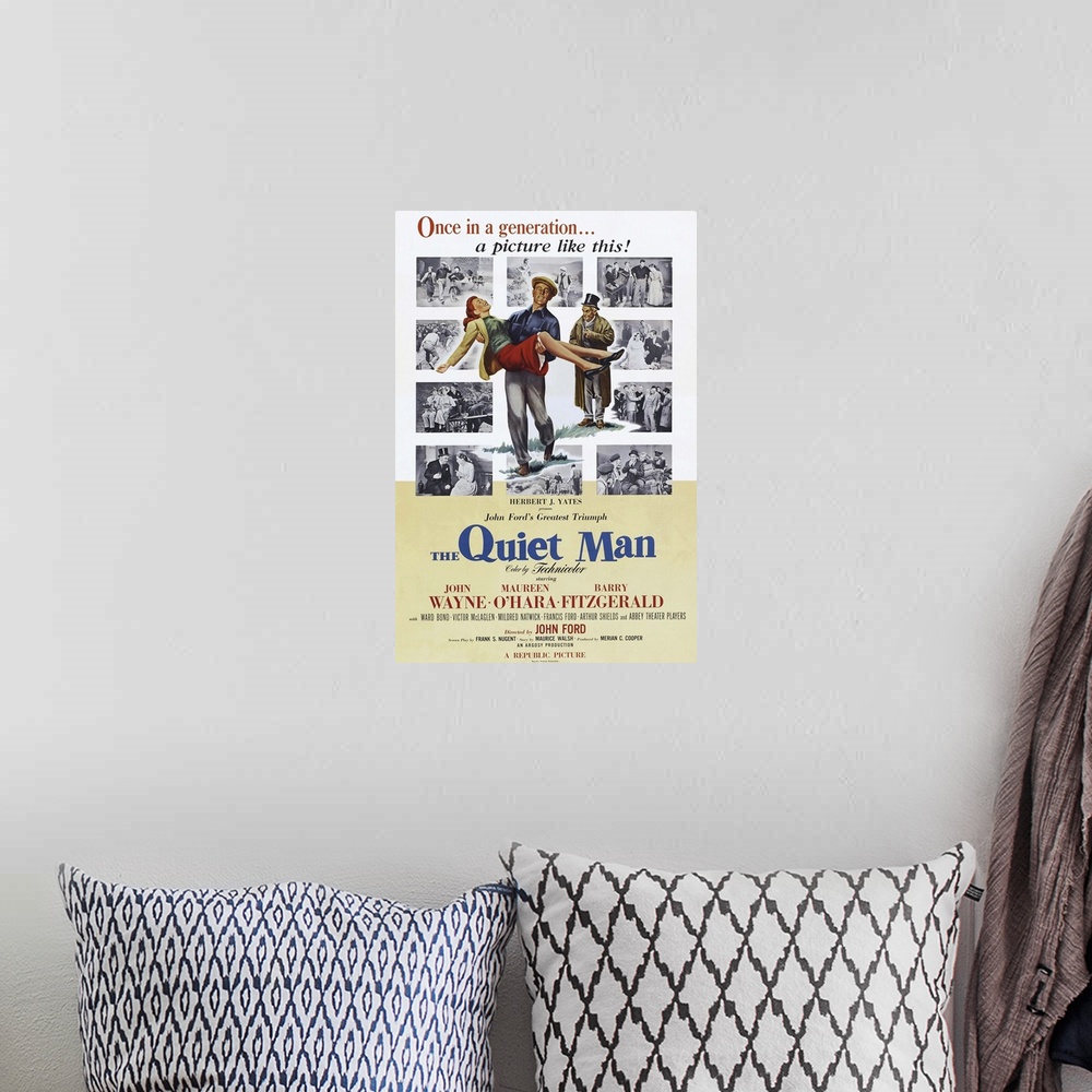 A bohemian room featuring The Quiet Man - Vintage Movie Poster, 1952