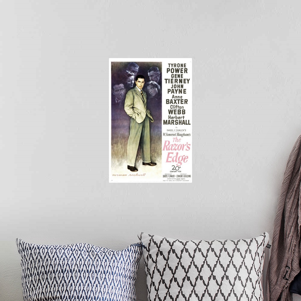 A bohemian room featuring The Razor's Edge - Vintage Movie Poster