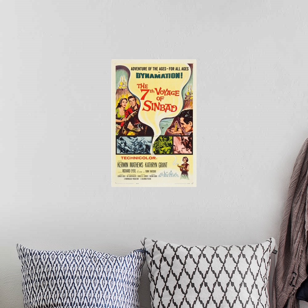 A bohemian room featuring The Seventh Voyage Of Sinbad - Vintage Movie Poster